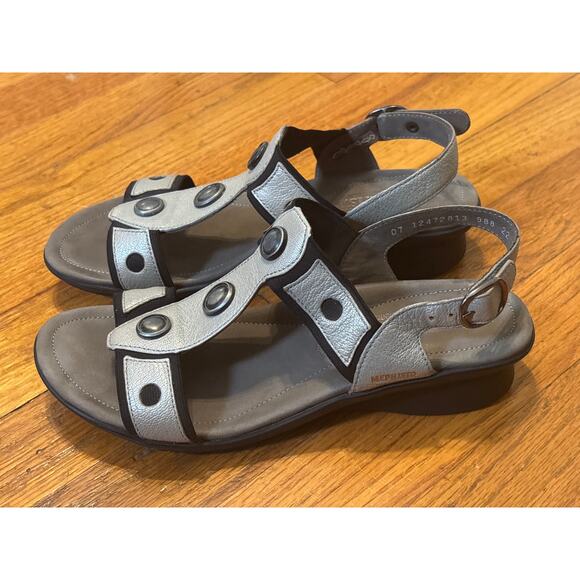 Mephisto Adjustable Strap Sandal Steel Facette Metallic US 7 - Picture 5 of 7